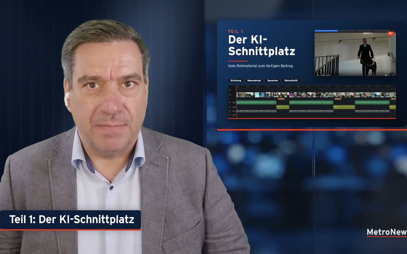 Ralph Kühnl moderiert in der Demo-Sendung den Teil über den KI-Schnittplatz