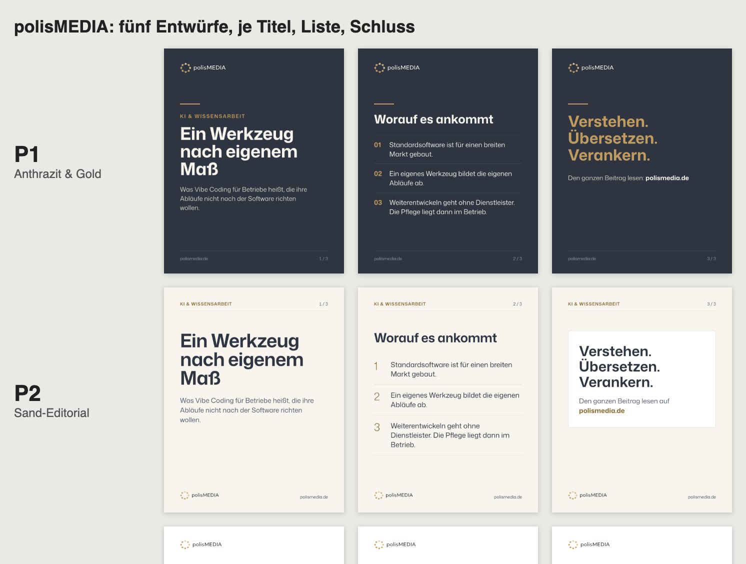 Draft slide sets in the polisMEDIA design