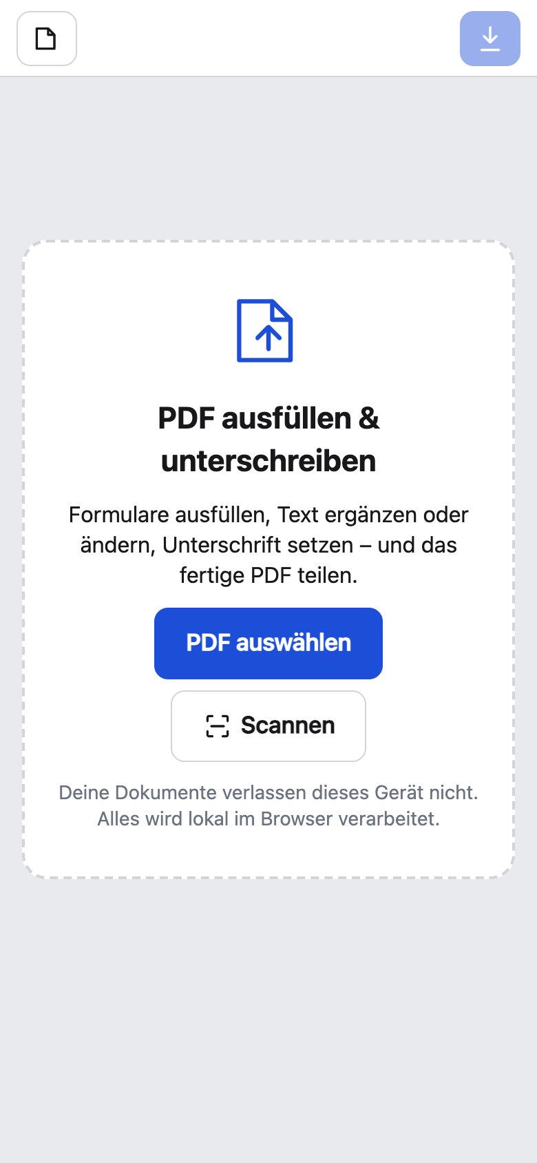 Die Startseite der PDF-App mit zuletzt bearbeiteten Dokumenten